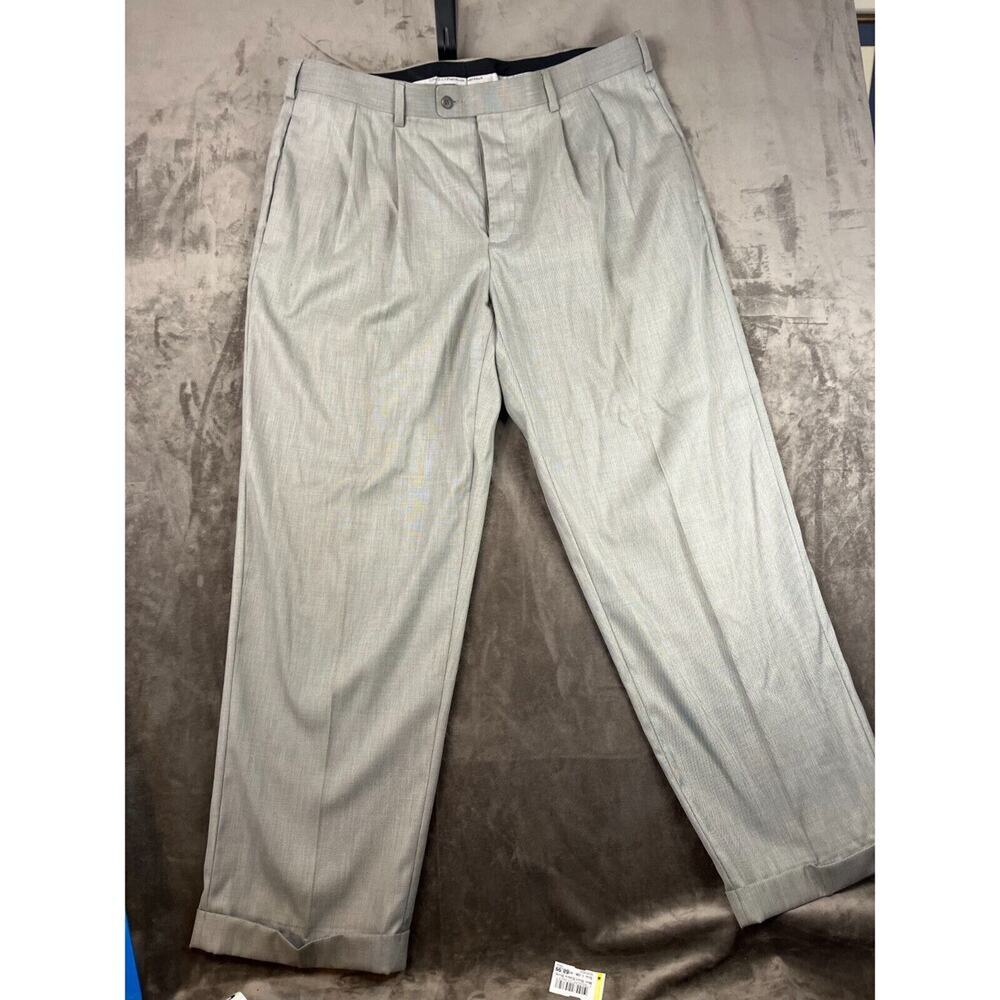 Perry Ellis Portfolio Travel Lux Pants Men's 40X32 Lightweight Black Stripes
